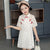 Vestido chino de gasa floral cheongsam de media manga para niños