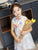 Vestido chino de gasa cheongsam con estampado de mariposas y flores para niños