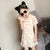 Robe chinoise en coton à fleurs Cheongsam à manches courtes pour enfants