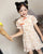 Robe chinoise en coton à fleurs Cheongsam à manches courtes pour enfants