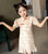 Robe chinoise en coton à fleurs Cheongsam à manches courtes pour enfants
