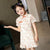 Robe chinoise en coton à fleurs Cheongsam à manches courtes pour enfants