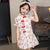 Short Sleeve Kid's Cheongsam Floral Cotton Chinese Dress