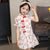 Vestido chino de algodón floral cheongsam de manga corta para niños