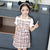 Vestido chino de niña de gasa con patrón de cuadros y cuadros