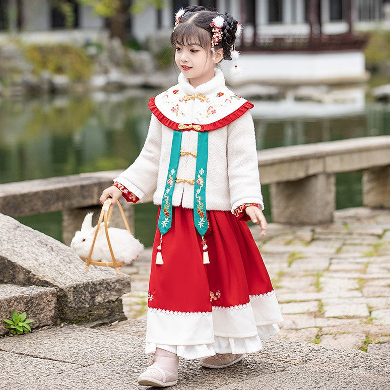 chinese traditional dress for chinese new year Red Cosplay Suit Chinese Style New Year Costume Autumn/Winter Improved Hanfu Two Piece Qipao Style Dress