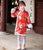 Floral Brocade Wadded Kid's Cheongsam Knee Length Chinese Dress