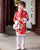 Mini robe chinoise Cheongsam à motif papillon et col mandarin