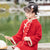 Woolen Kid's Cheongsam Traditional Chinese Dress with Lace Edge