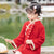 Vestido chino tradicional cheongsam de lana para niños con borde de encaje