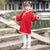 Woolen Kid's Cheongsam Traditional Chinese Dress with Lace Edge