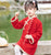 Woolen Kid's Cheongsam Traditional Chinese Dress with Lace Edge