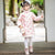 Sweetheart Pattern Wadded Kid's Cheongsam Knee Length Chinese Dress