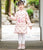 Long Sleeve Wadded Kid's Cheongsam Chinese Dress with Tassels