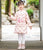 Vestido chino cheongsam de manga larga para niños con borlas