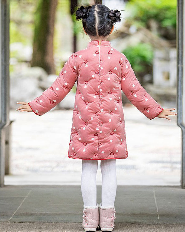 Sweetheart Pattern Wadded Kid's Cheongsam Chinese Dress with Tassels