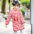 Schmetterlingsmuster Mandarin Kragen Flügelärmeln Cheongsam chinesisches Minikleid für Mädchen