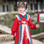Costume tradizionale cinese del capodanno cinese con maniche a sbuffo per bambina con bordo in pizzo