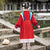 Puff Sleeve Girl's Hanfu Suit Traditional Chinese New Year Costume with Lace Edge