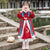 Puff Sleeve Girl's Hanfu Suit Traditional Chinese New Year Costume with Lace Edge