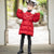 Cappotto imbottito da bambina in stile cinese con ricamo floreale e collo in pelliccia