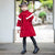 Fur Cuff Chinese Style Girl's Wadded Coat with Cape