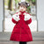 Cappotto imbottito da bambina in stile cinese con polsino in pelliccia con mantello