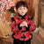 Abito imbottito da bambino in stile tradizionale cinese con bordo in pelliccia di broccato floreale