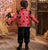 Costume matelassé pour garçon de style chinois traditionnel avec col en fourrure de brocart à motif de grue