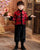 Traje acolchado de niño de estilo chino tradicional con borde de piel de brocado con patrón de Mickey