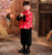 Dragon Pattern Brocade Fur Edge Tradtional Chinese Style Boy's Wadded Suit