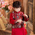 Kranichmuster Brokat Pelzkragen Traditioneller chinesischer wattierter Anzug für Jungen