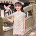 Robe chinoise Cheongsam pour enfants à motif d'éventails orientaux