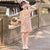 Cap Sleeve Mandarin Collar Ceiba Pattern Kid's Cheongsam Chinese Dress