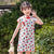 Robe chinoise Cheongsam pour enfants à motif d'éventails orientaux