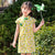 Cap Sleeve Mandarin Collar Lemon Pattern Kid's Cheongsam Chinese Dress
