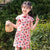 Cap Sleeve Mandarin Collar Strawberry Pattern Kid's Cheongsam Chinese Dress