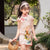 Cap Sleeve Mandarin Collar Lotus Pattern Kid's Cheongsam Chinese Dress