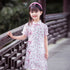 Robe chinoise Cheongsam pour enfants à motif d'éventails orientaux