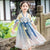 Ruffle Sleeve Floral Embroidery Girl's Han Chinese Costume Princess Dress