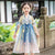 Ruffle Sleeve Floral Embroidery Girl's Han Chinese Costume Princess Dress