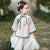 Bird & Floral Pattern 2-Pieces Chiffon Han Costume Traditional Girl's Chinese Suit