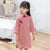 Half Sleeve Plaids & Checks Pattern Kid's Cheongsam Knee Length Chinese Dress