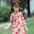Robe chinoise Cheongsam pour enfants à motif d'éventails orientaux
