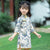 Half Sleeve Butterfly Pattern Kid's Cheongsam Knee Length Chinese Dress