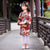 Robe chinoise Cheongsam pour enfants à motif d'éventails orientaux