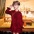 Trumpet Sleeve Velvet Kid's Cheongsam Knee Length Chinese Dress