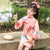 Abito cinese Cheongsam per bambini con motivo a ventagli orientali