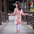 Long Sleeve Floral Brocade Kid's Cheongsam Knee Length Chinese Dress