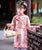 Long Sleeve Floral Brocade Kid's Cheongsam Knee Length Chinese Dress